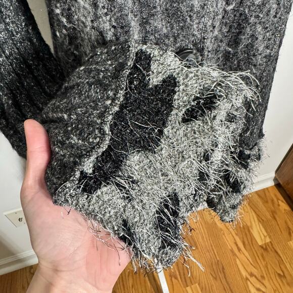 Milano Y2K Fairy Grunge Boho Cardigan Women L Black Gray Sparkle Lagenlook Bratz - Picture 11 of 13